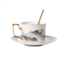 grade Coffee Cup and Saucer Set European Afternoon Tea Style Cup With Spoon For Home Use