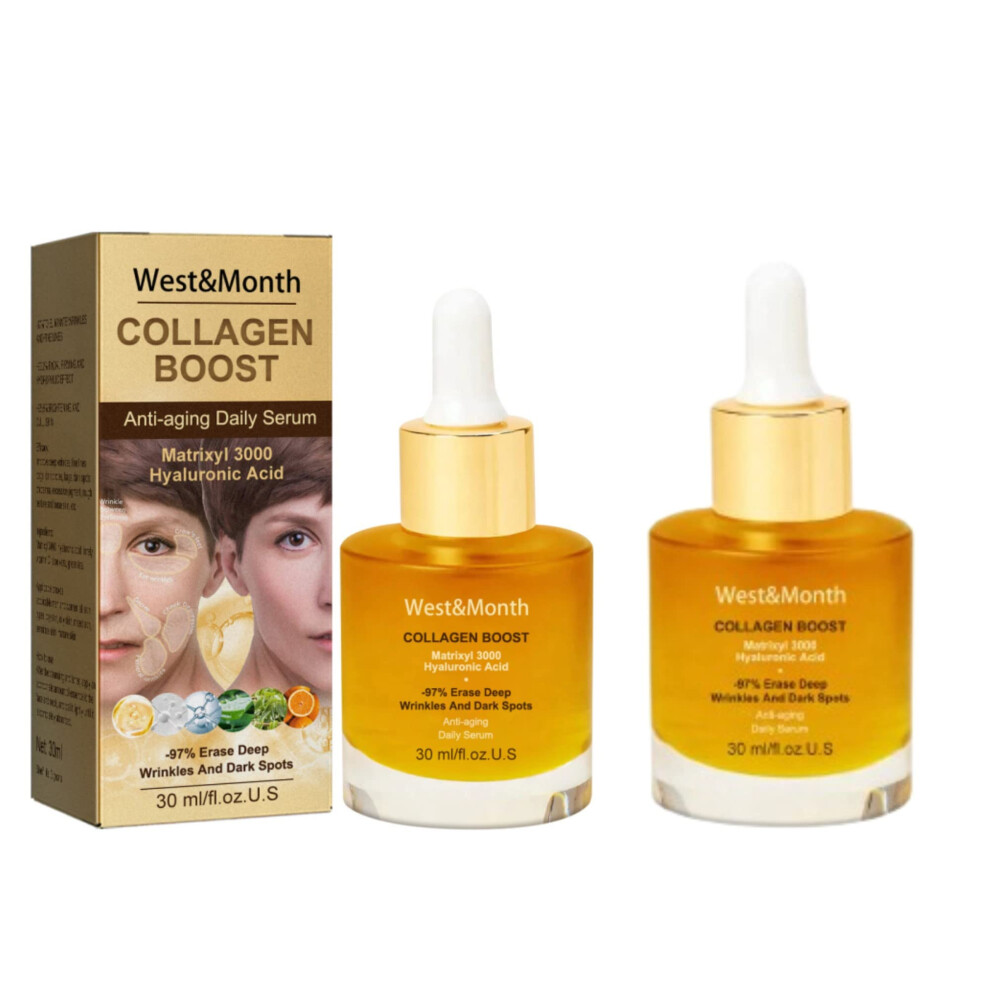 Collagen Boost Anti Aging Serum Duo with Hyaluronic Acid for Wrinkle Reduction and Firm Skin