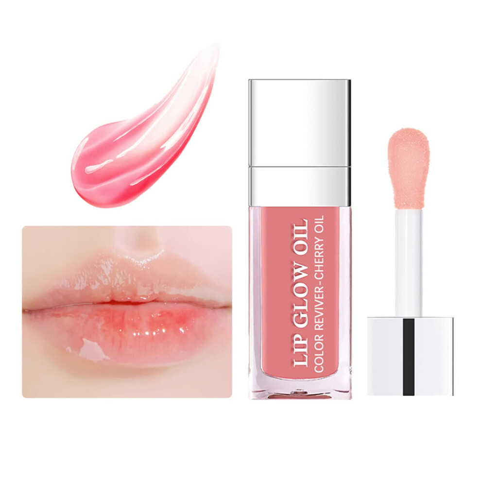 Pink Hydrating Lip Oil Gloss With Plumping Effect, Longlasting Moisture, Nonsticky, 02
