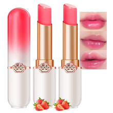 2 Pcs Strawberry Color Changing Lipstick Set, PH Mood Long Lasting Waterproof Moisturizing Lip Gloss for Women