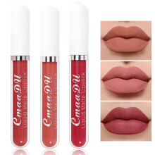 3 Colors Matte Liquid Lipstick Set, Velvet Matte Finish, Long Lasting Waterproof, Pigment