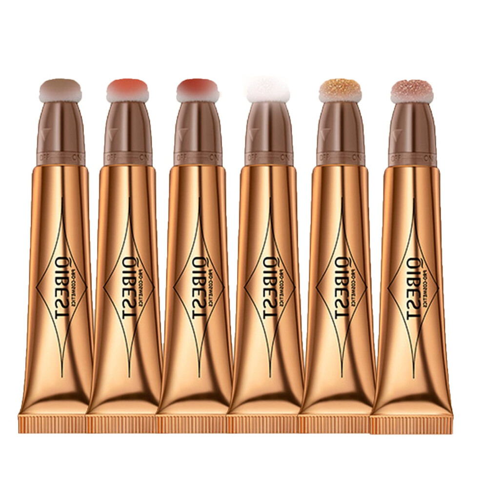 Cream Contour Stick And Liquid Highlighter Wand With Cushion Applicator, To Powder, Longlasting