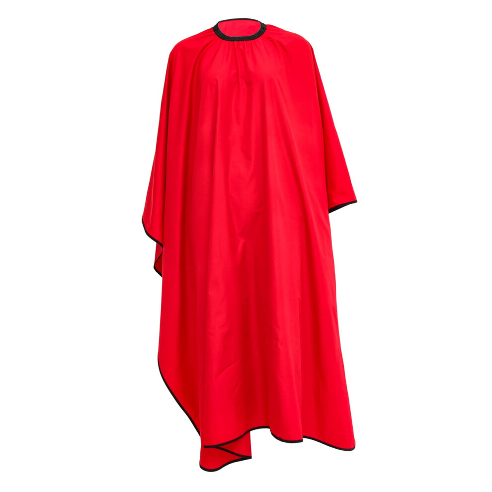 Red Professional Barber Cape For Haircut, Breathable Soft Fabric With Adjustable Buckle Closure, Full Coverage Design