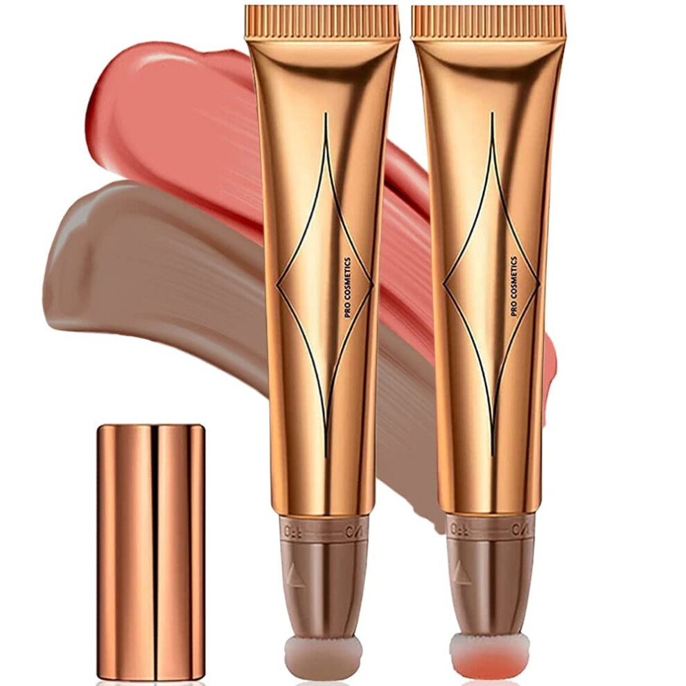 Cream Contour Beauty Wand Liquid Highlighter And Bronzer Stick With Cushion Applicator 1# 2#
