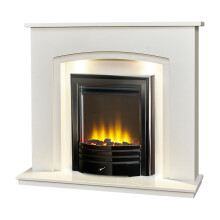 Acantha Granada White Marble Fireplace with Downlights & Amara Electri