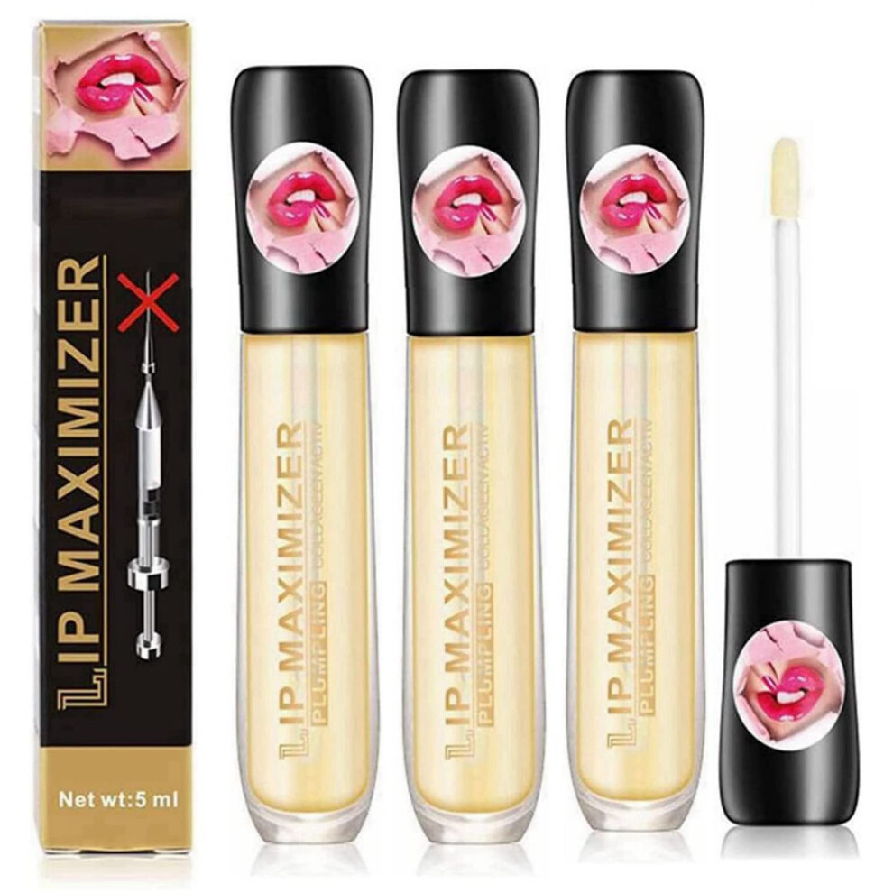 Lip Plumper Serum with Hyaluronic Acid and Vitamin E for Fuller Lips, 3PCS Hydrating Gloss