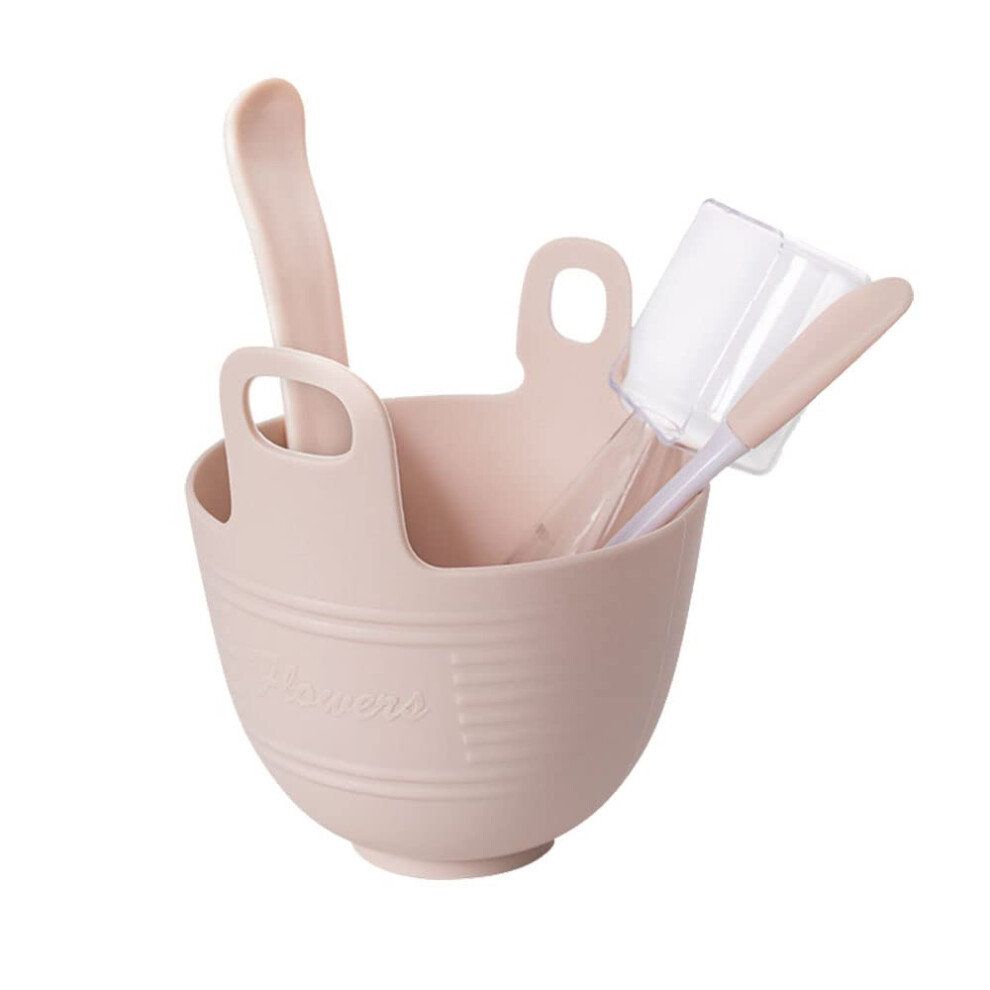 Pink Facial Mask Mixing Bowl Silicone Set With Brush And Spoons For Diy Skincare