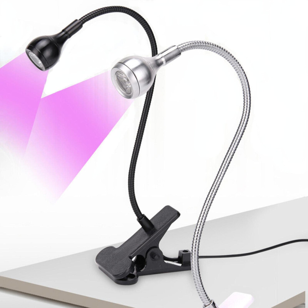 Purple/Light Uv Led Nail Lamp With Clip, 360 Flexible Gooseneck, 4Speed Dimming Usb For Nails