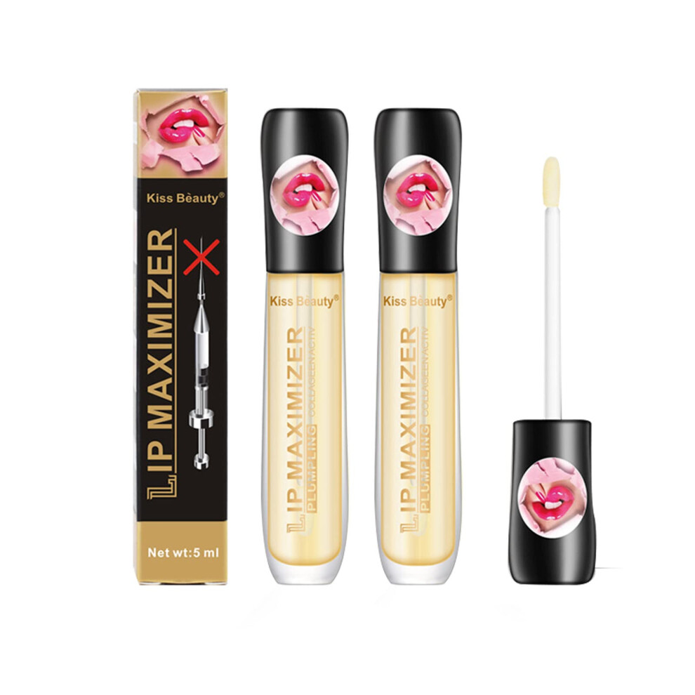 Lip Plumping Oil with Vitamin E and Honey, Hydrating Serum for Fuller Lips, NonSticky Finish, 2PC