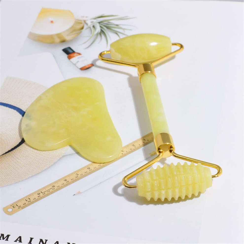 Jade Roller and Gua Sha Set Natural Jade Face Massager for Skin Lifting and Wrinkle Removal