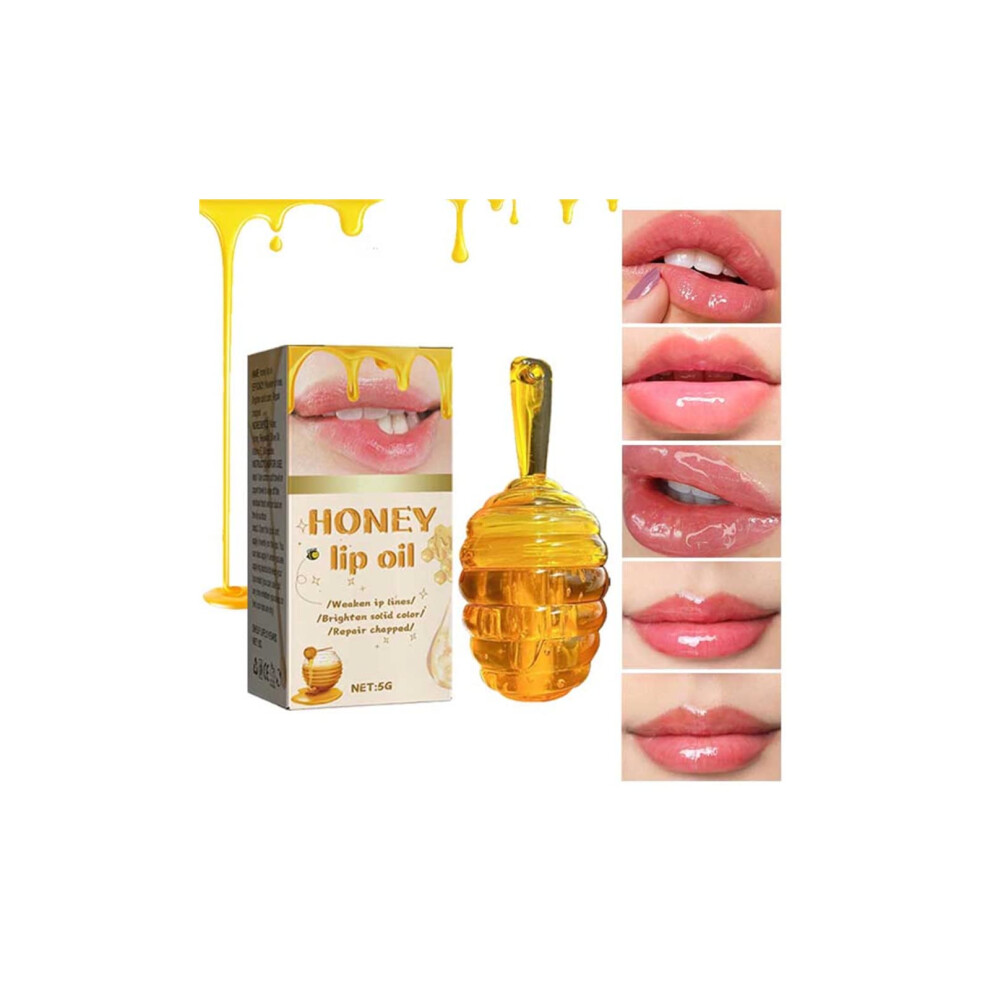 Lip Oil Gloss with Honey for Deep Hydration and Plumping Smooth Lips, 5ml Moisturizing Care