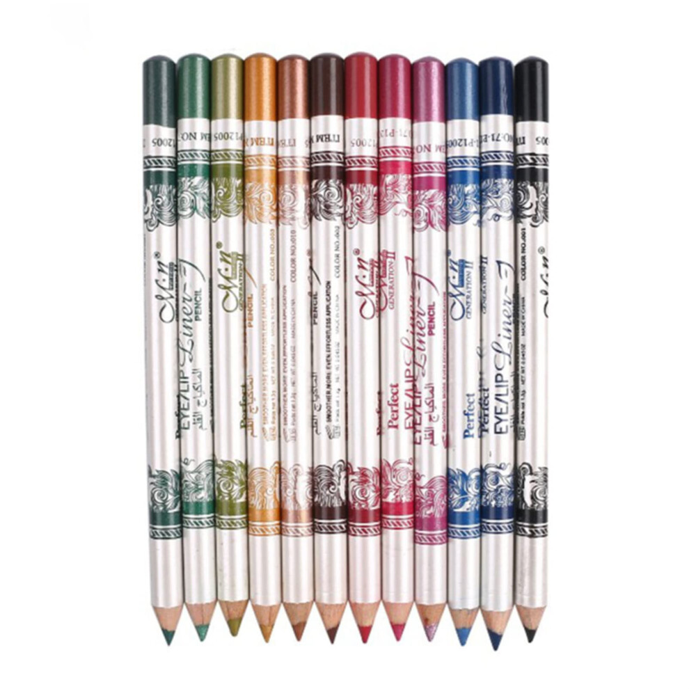 12pcs Pearl Metallic Eyeliner Pencil Set, 2 in 1 Eyeshadow Pen, Long Lasting Colorful Eye Makeup Kit
