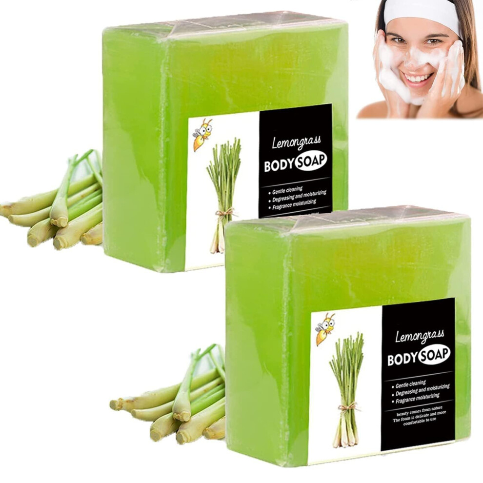Natural Handmade Citronella and Lemongrass Soap Bar Set, Travel Size for Body and Face, 2PCS