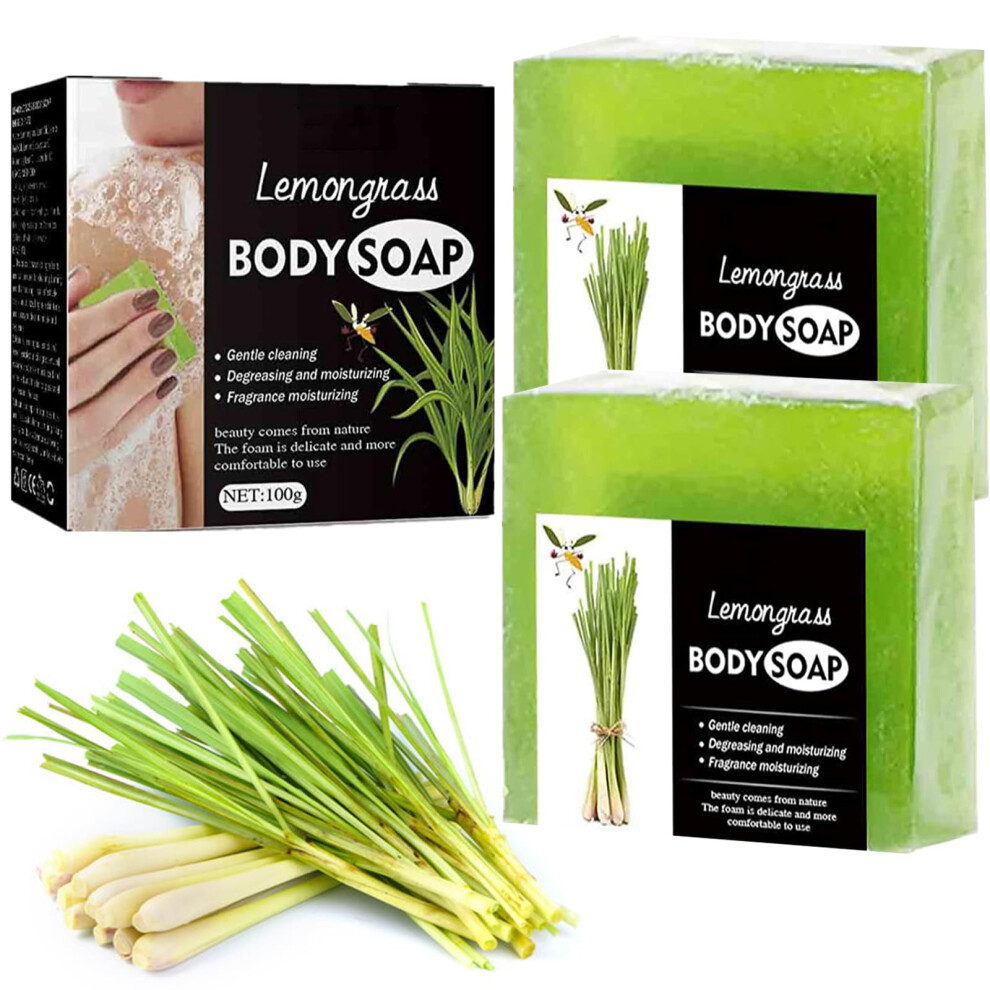 2PCS Natural Citronella Lemongrass Soap Bars for Body and Face, Travel Size Gentle Cleanser