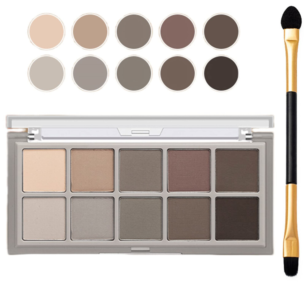 10 Color Matte Eyeshadow Palette Waterproof Long Lasting Neutral Shades with Brush