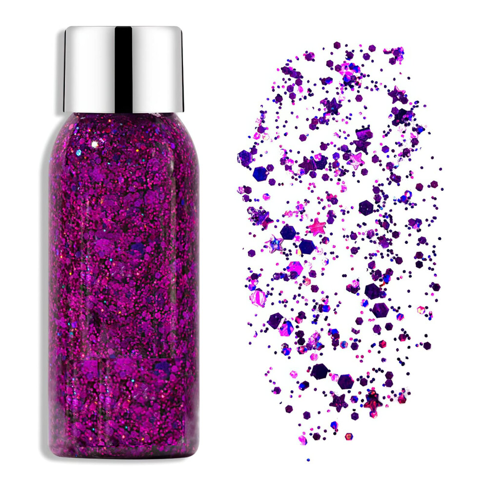 Face and Body Glitter Gel Shade 03 with Instant Holographic Shine for Festival and Rave Makeup