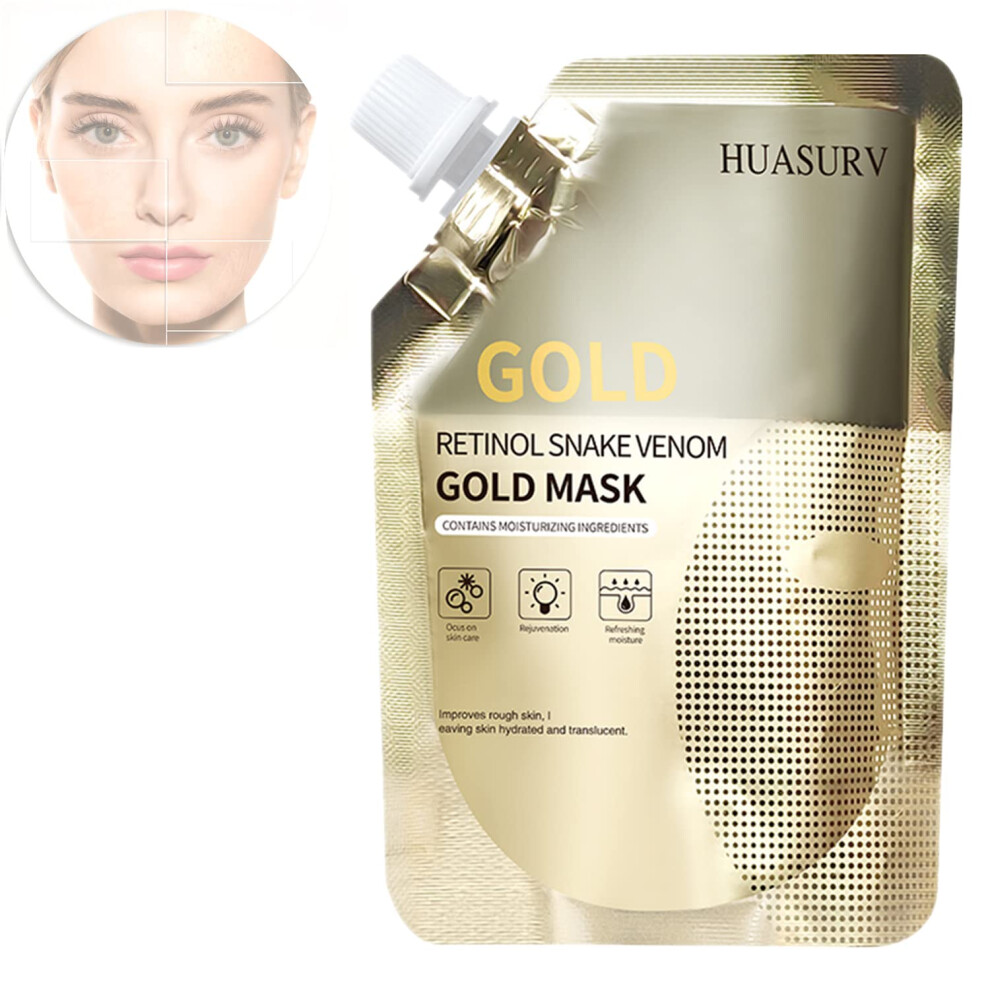 Gold Face Mask With Retinol And Snake Venom Peptide For Deep Hydration, Antiaging, Pore Cleansing (1Pcs)