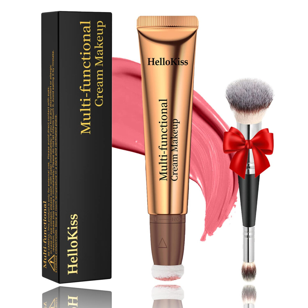 Liquid Blush with Cushion Applicator, Long Lasting Cream Blush Stick for Smooth Matte Finish