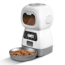 Timed Automatic Pet Feeder With Voice Recording, Upgraded Chip LCD Display Portion Control 3.5L Transparent Window Dual Power Supply Easy To Clean BPA