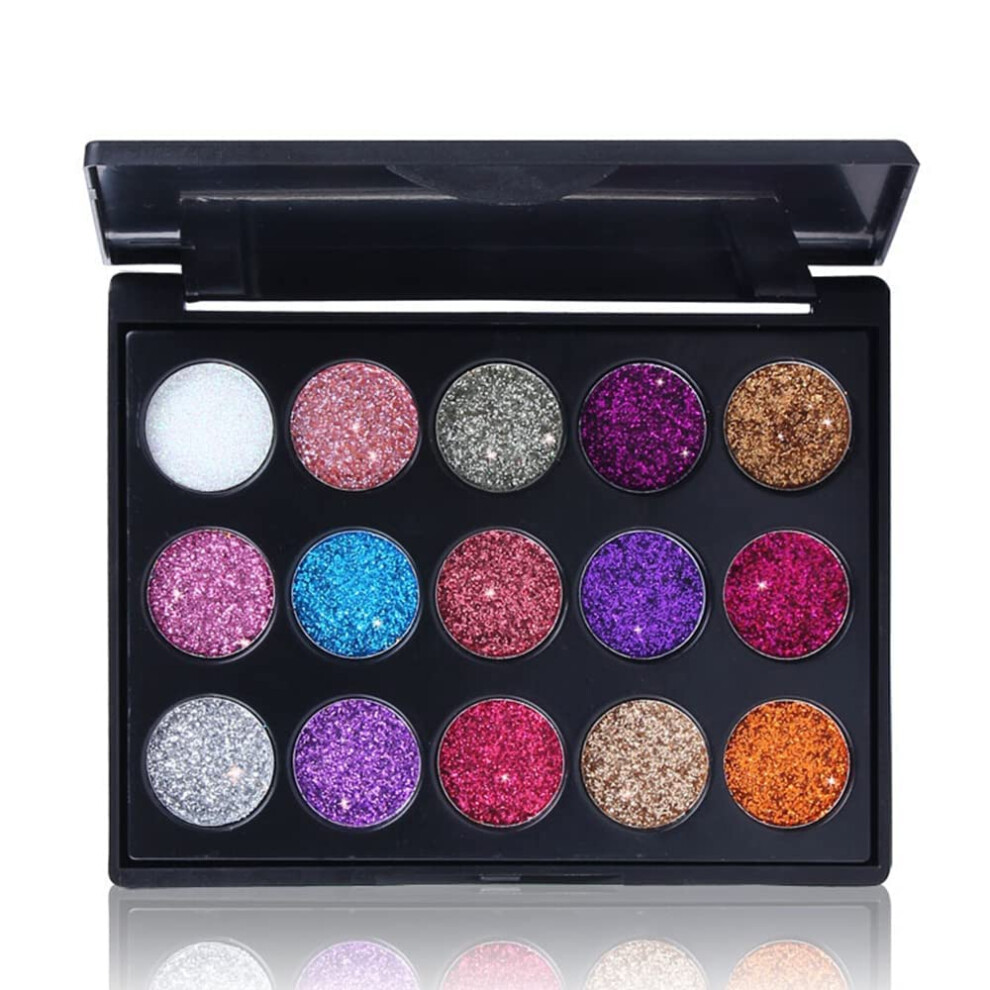 15 Colors Glitter Eyeshadow Palette Waterproof Long Lasting  Pigment Shimmer Matte
