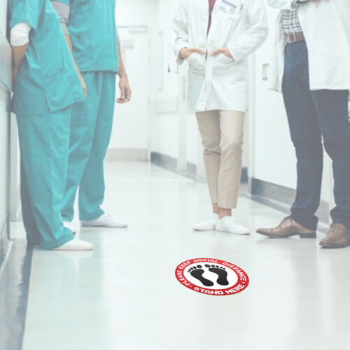 Αδιάβροχο αυτοκόλλητο δαπέδου κοινωνικής απόστασης, αντιολισθητική επιφάνεια, 2