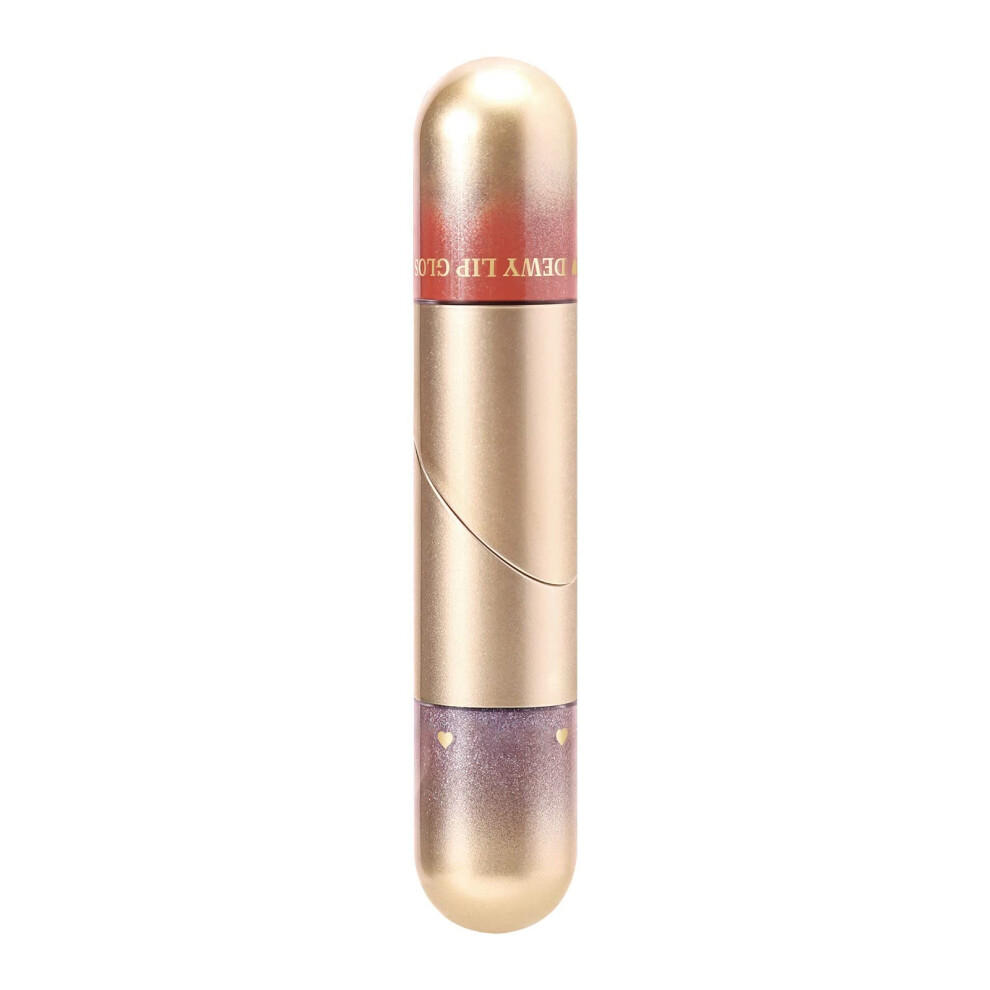 Double Tube Lip Gloss and Lip Oil, Long Lasting Non Sticky, Moisturizing Plumping Glitter, 3ml