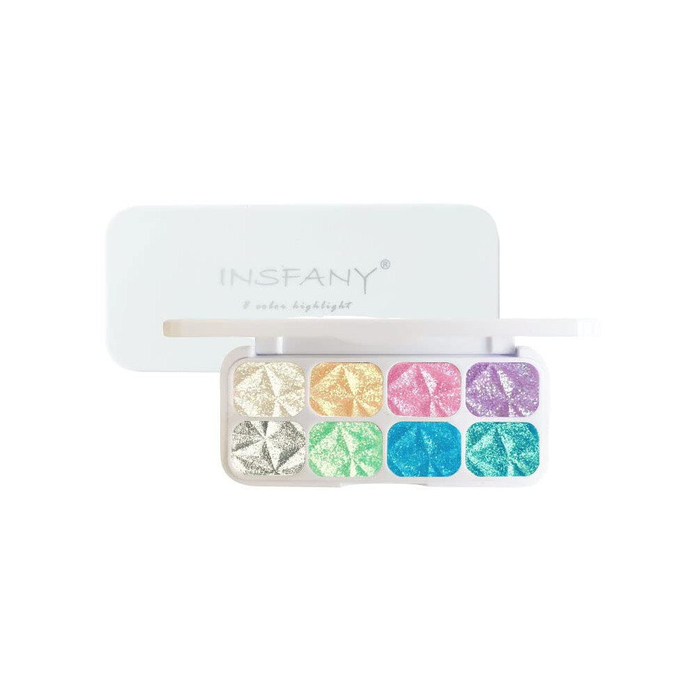 Glitter Eyeshadow Palette with Multicolor Highlighter, LongLasting Duochrome Shimmer Makeup