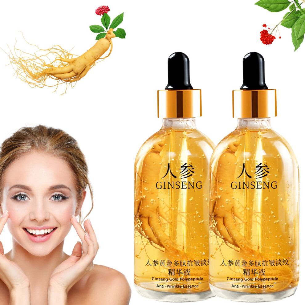 Gold Ginseng Face Serum Antiwrinkle Moisturizing Essence With Polypeptides For Face And Neck 2Pcs