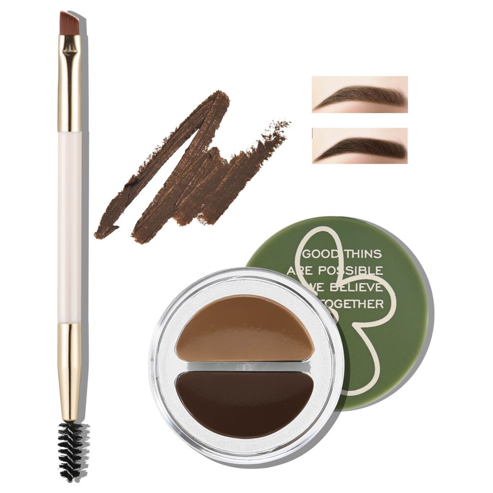 Cream Waterproof Eyebrow Pomade And Gel Eyeliner, 2In1 Long Lasting Smudgeproof Brow With Brush