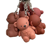6Pcs Bear Keychain Lipstick Set, 2 in 1 Matte and Gloss, Waterproof Long Lasting, 6 Colors