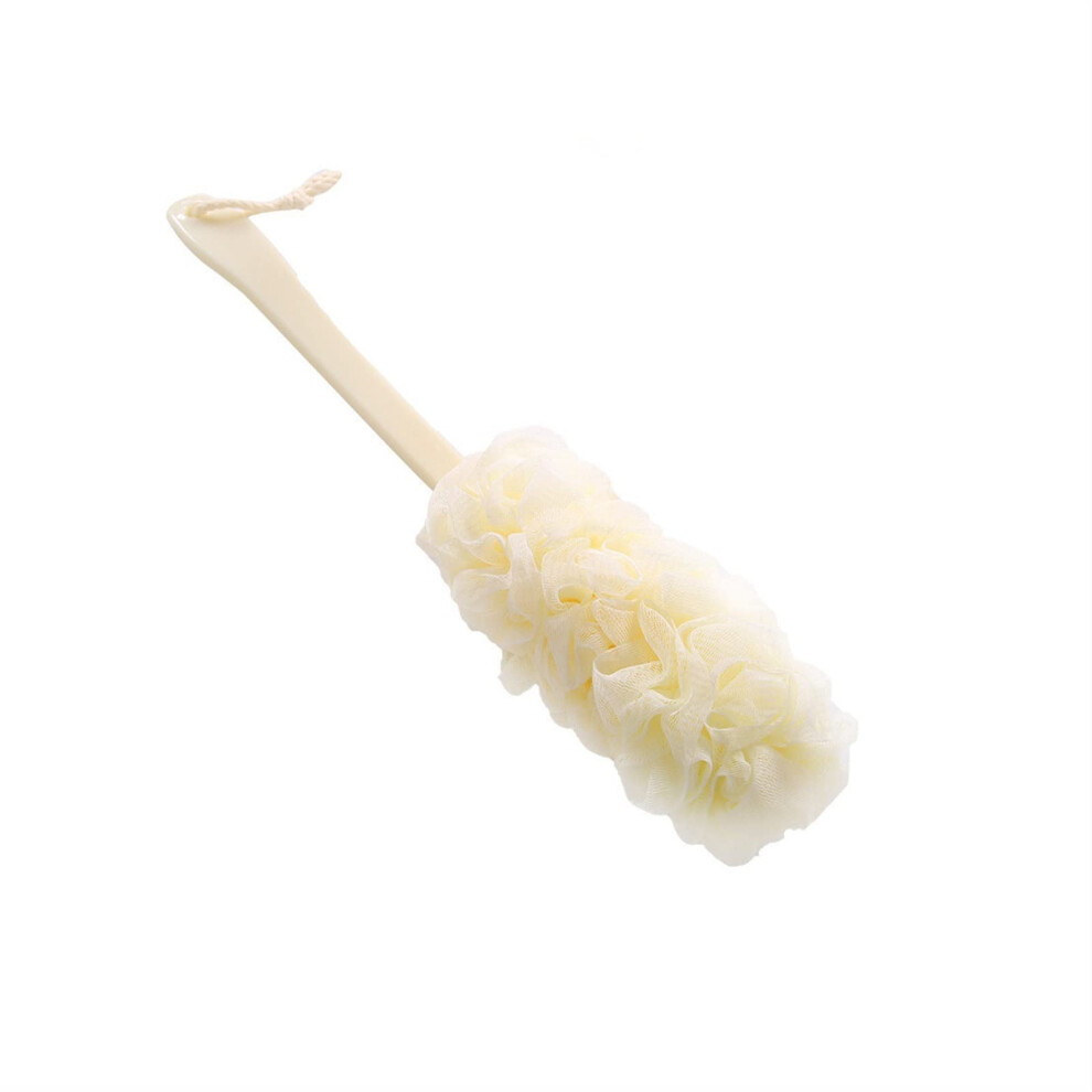 Beige Dry Body Brush With Long Handle For Gentle Exfoliation, Cellulite And Lymphatic Care,