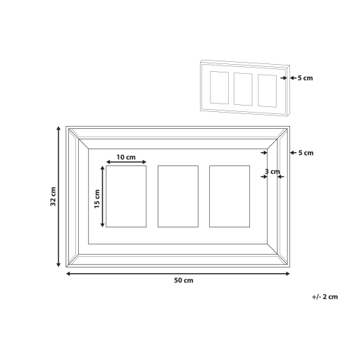 Beliani Frame for 3 Photos MAKENI Silver 2