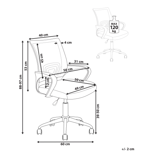 Beliani Office Chair SOLID Blue 2