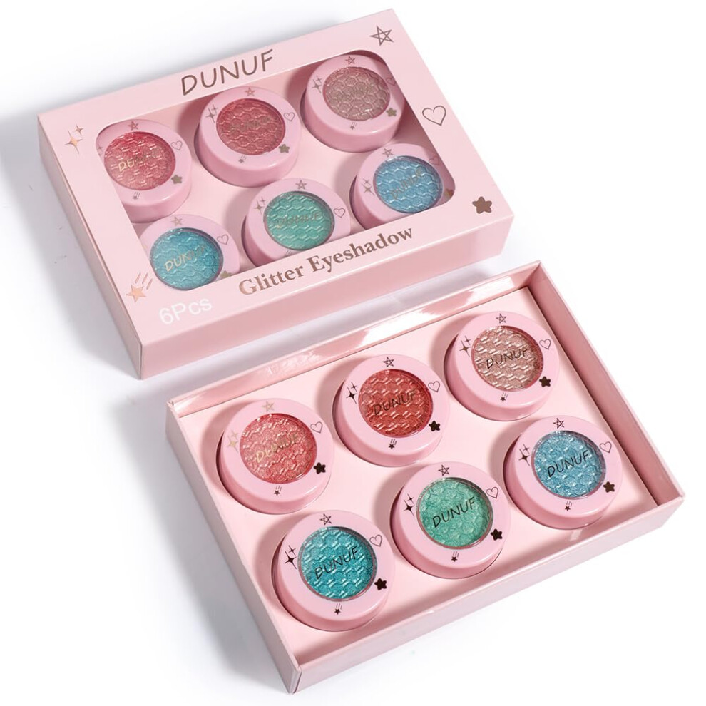 DUNUF 12 Color Glitter Eyeshadow Palette with Longwear Luminous Finish for Eye and Face Makeup