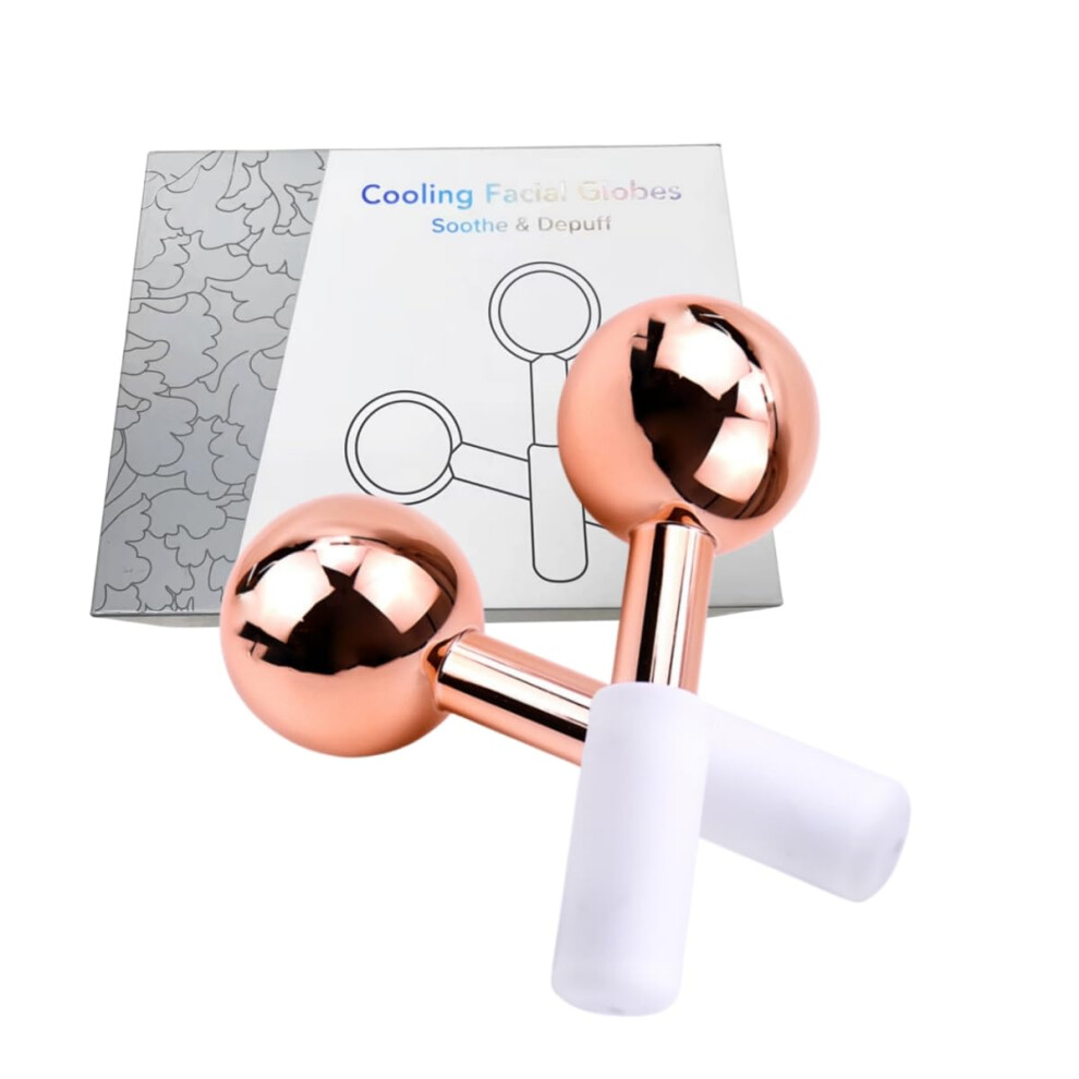 Gold/Dark Rose Face Cooling Roller Ice Globes For Puffiness Wrinkles Circles Facial Massage