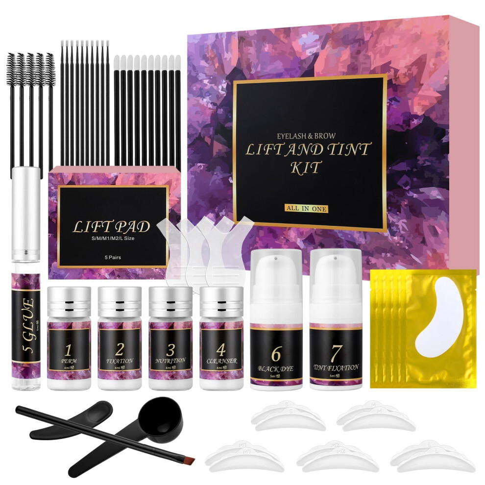 4 in 1 Lash Lift and Brow Lamination Kit with Black Tint, SalonStyle LongLasting AtHome Use