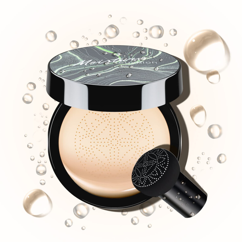 CC Cream Foundation with Mushroom Head Air Cushion, Moisturizing Full Coverage for Mature Skin Ivory