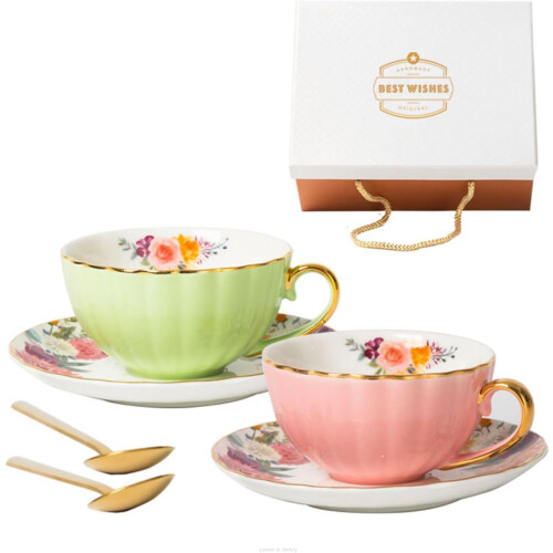 Ceramic Coffee Cup Set Bone China With Saucer Delicate Light Luxurious Unique Ceramic Mugs 2