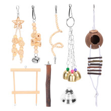 Sustainable Materials Bird Toy with Ladder, Mental Stimulation Coconut Hideaway for Small Pet Birds, Handmade from 100-percent Natural Materials with
