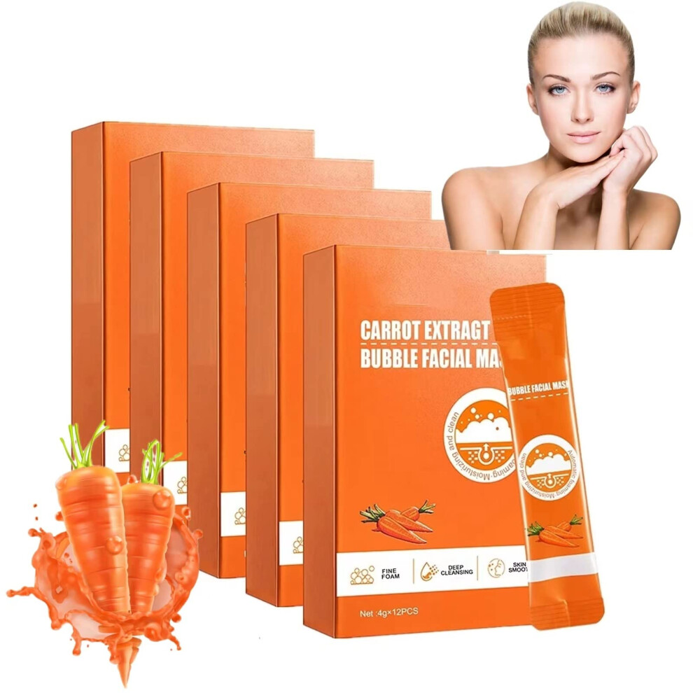Carrot Bubble Face Mask 5 Pack for Deep Pore Cleansing and Blackhead Removal with Gentle Foaming Action