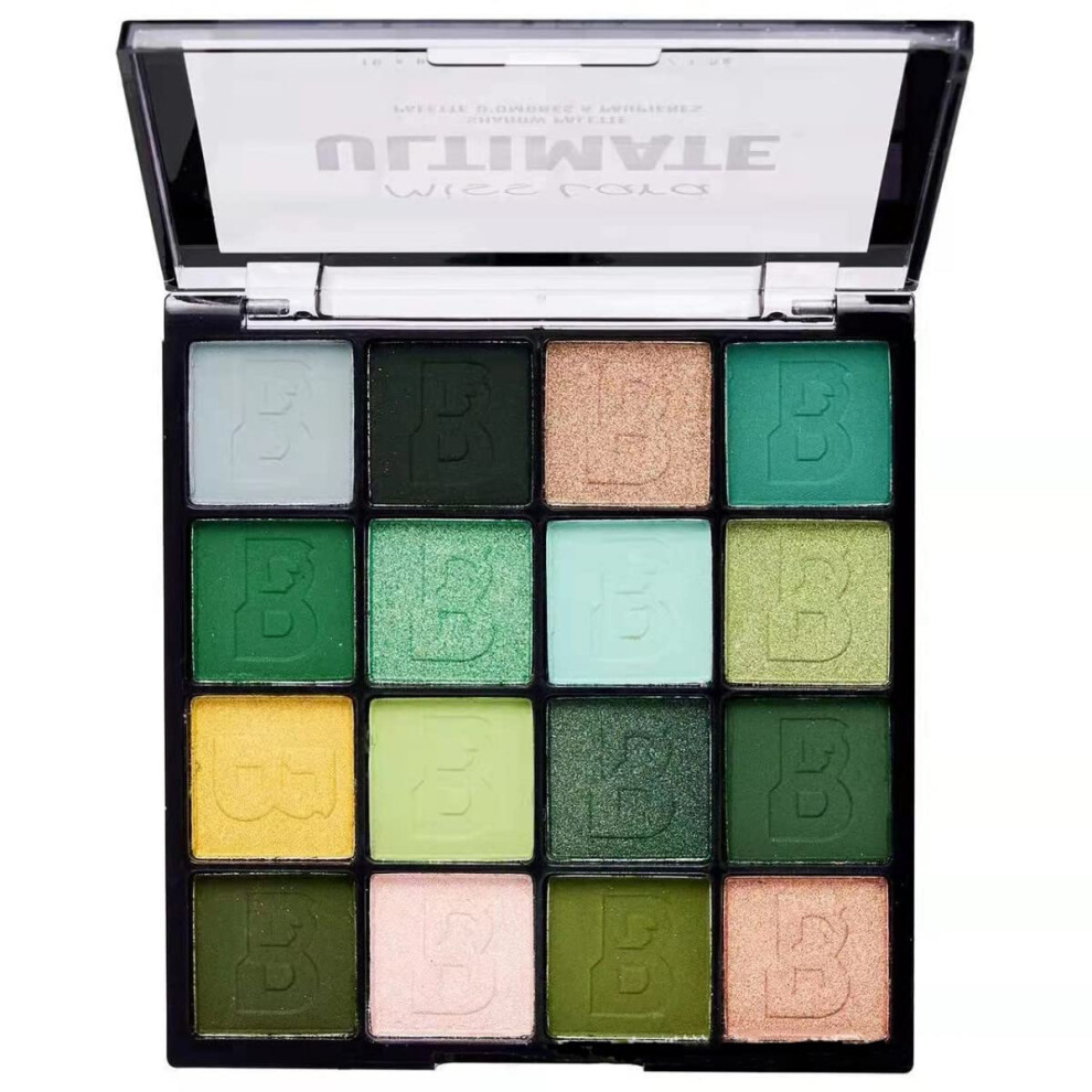 Green 16Color Pigmented Eyeshadow Palette Matte Shimmer Long Lasting Blendable