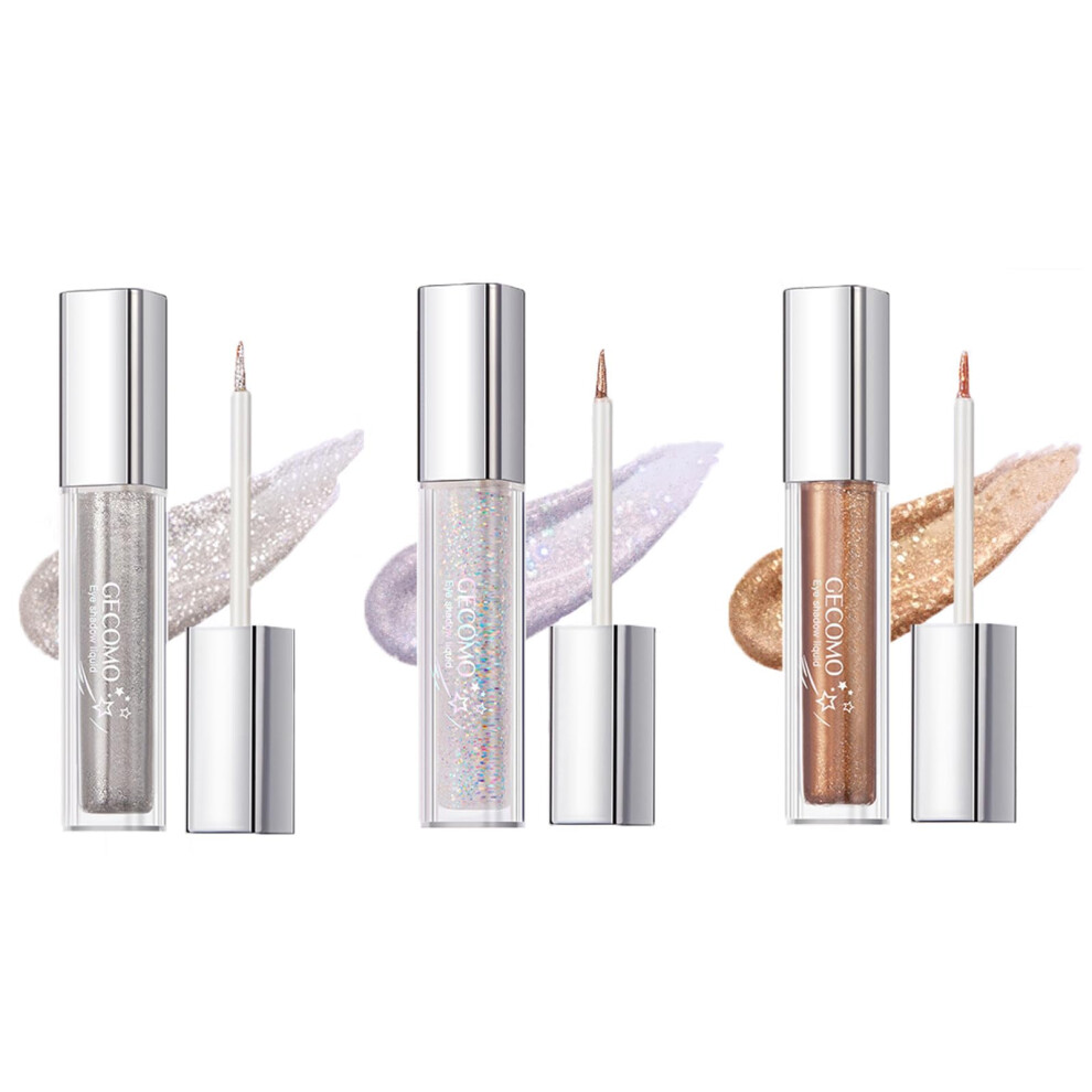 Liquid Glitter Eyeshadow Set, Longlasting Waterproof Formula, Three Shimmering Shades Trio