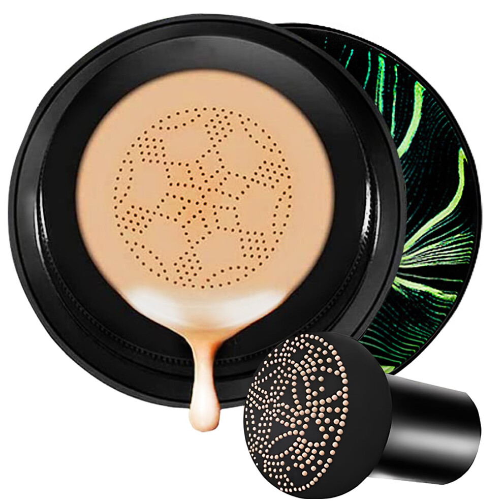 Cream Cc Foundation For Mature Skin With Mushroom Head Cushion, Flawless Waterproof Hydrating Coverage (03#)
