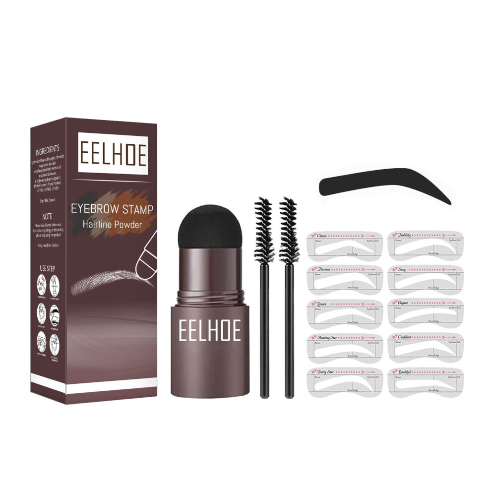 Black Eyebrow Stamp Kit With Reusable Brow Stencils For Fast Symmetrical Shaping, Beginner Friendly