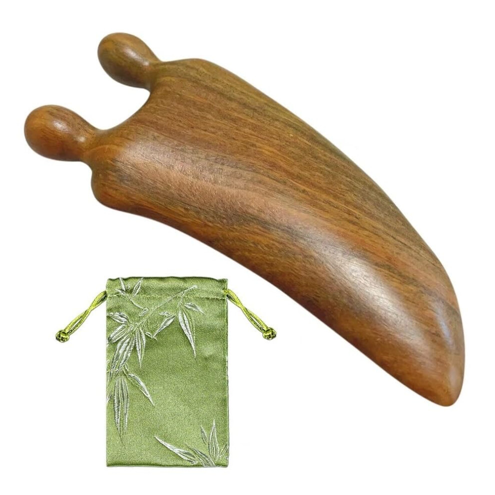 Green Sandalwood Gua Sha Face Massage Tool for Eyes Nose Jawline with Smooth Glide Surface