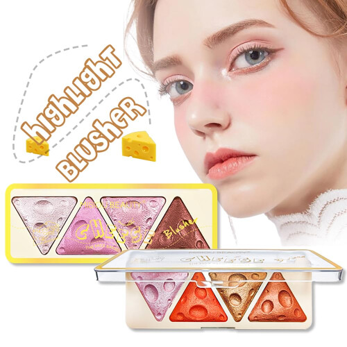 Face Blush Palette Waterproof Sweatproof Multiuse Pearlescent Highlighter Eyeshadow (#Blusher 02) 1