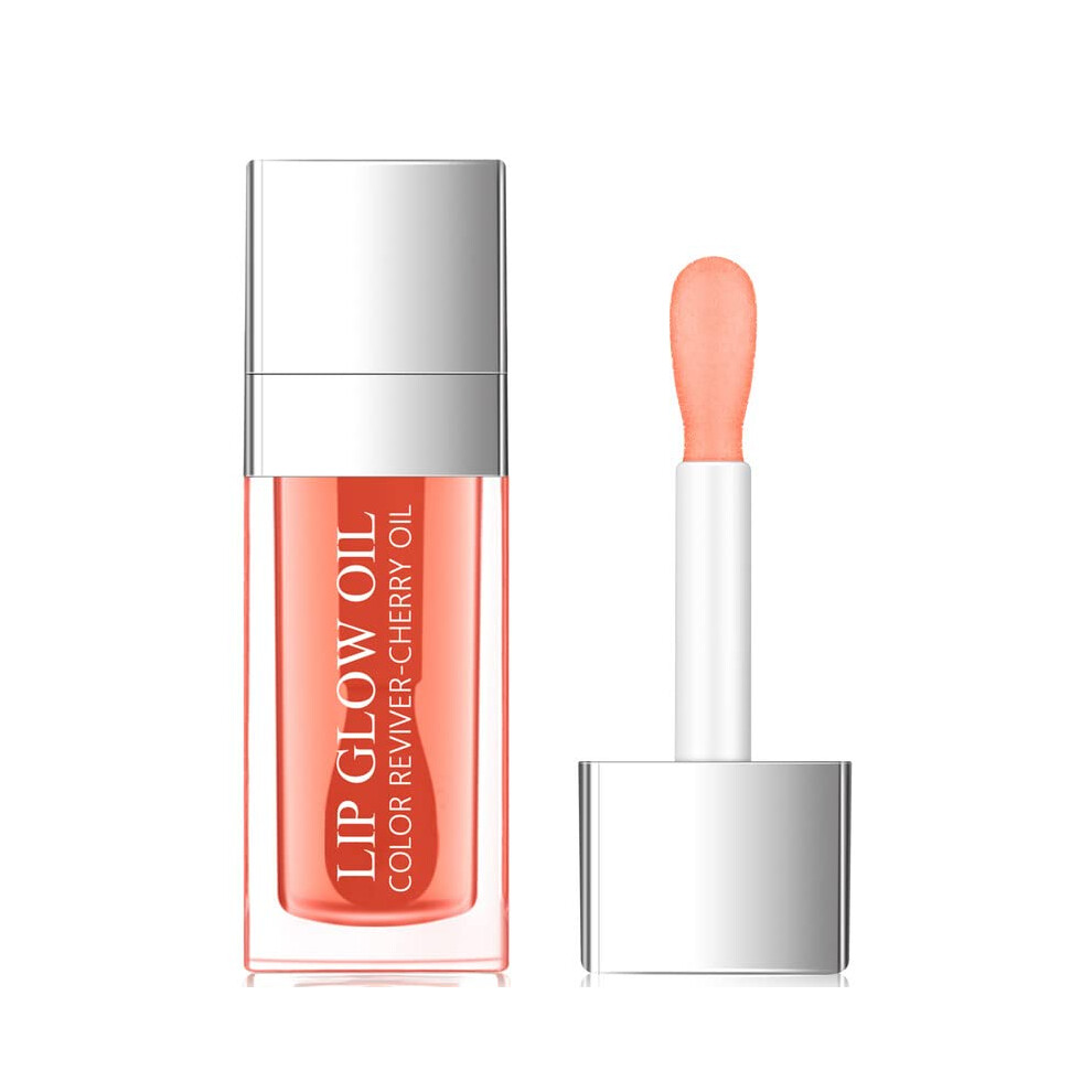 Pink Hydrating Plumping Lip Gloss And Non Sticky Tinted Lip Oil With Big Brush Head For Dry Lips