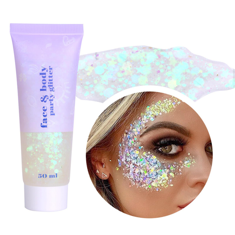 Holographic Body Glitter Gel for Face Hair and Body, Chunky Glitter Makeup, LongLasting Sparkle