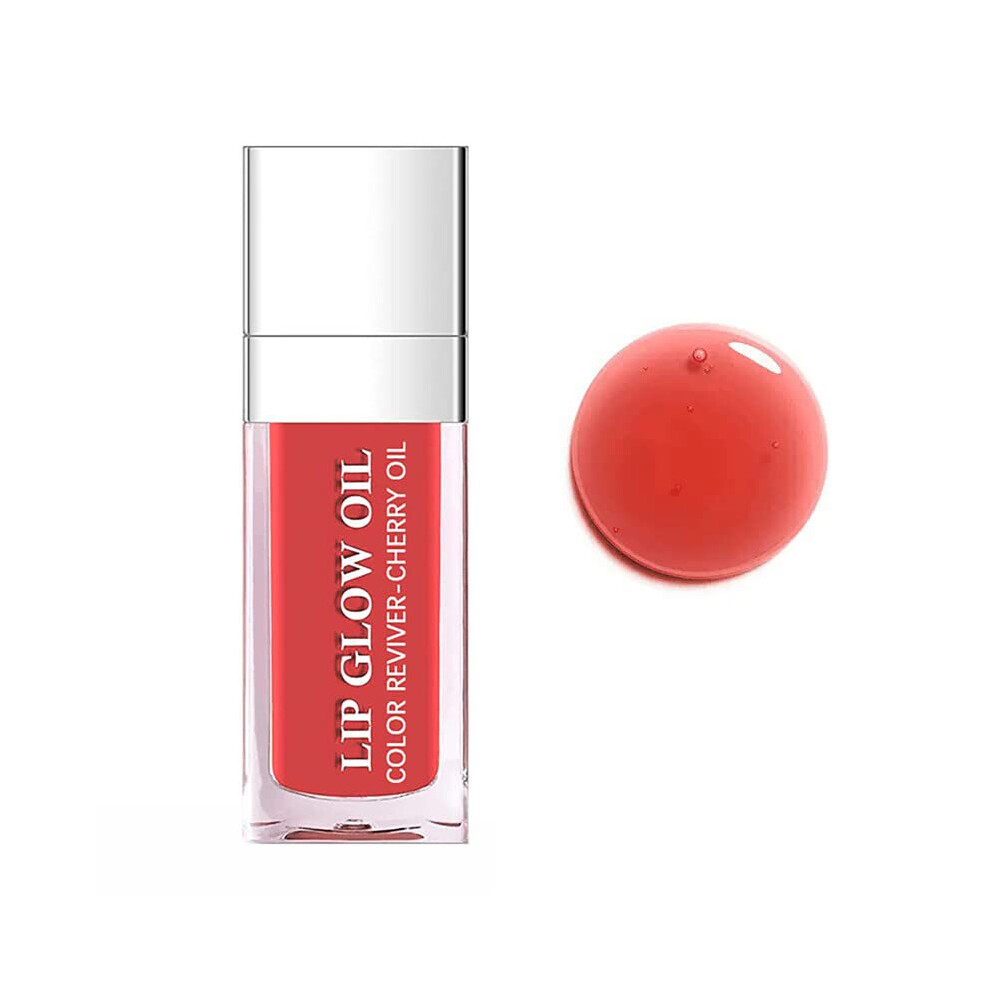 Lip Oil with Deep Hydration and Plumping Gloss Effect, NonSticky Strawberry Tint for Dry Lips