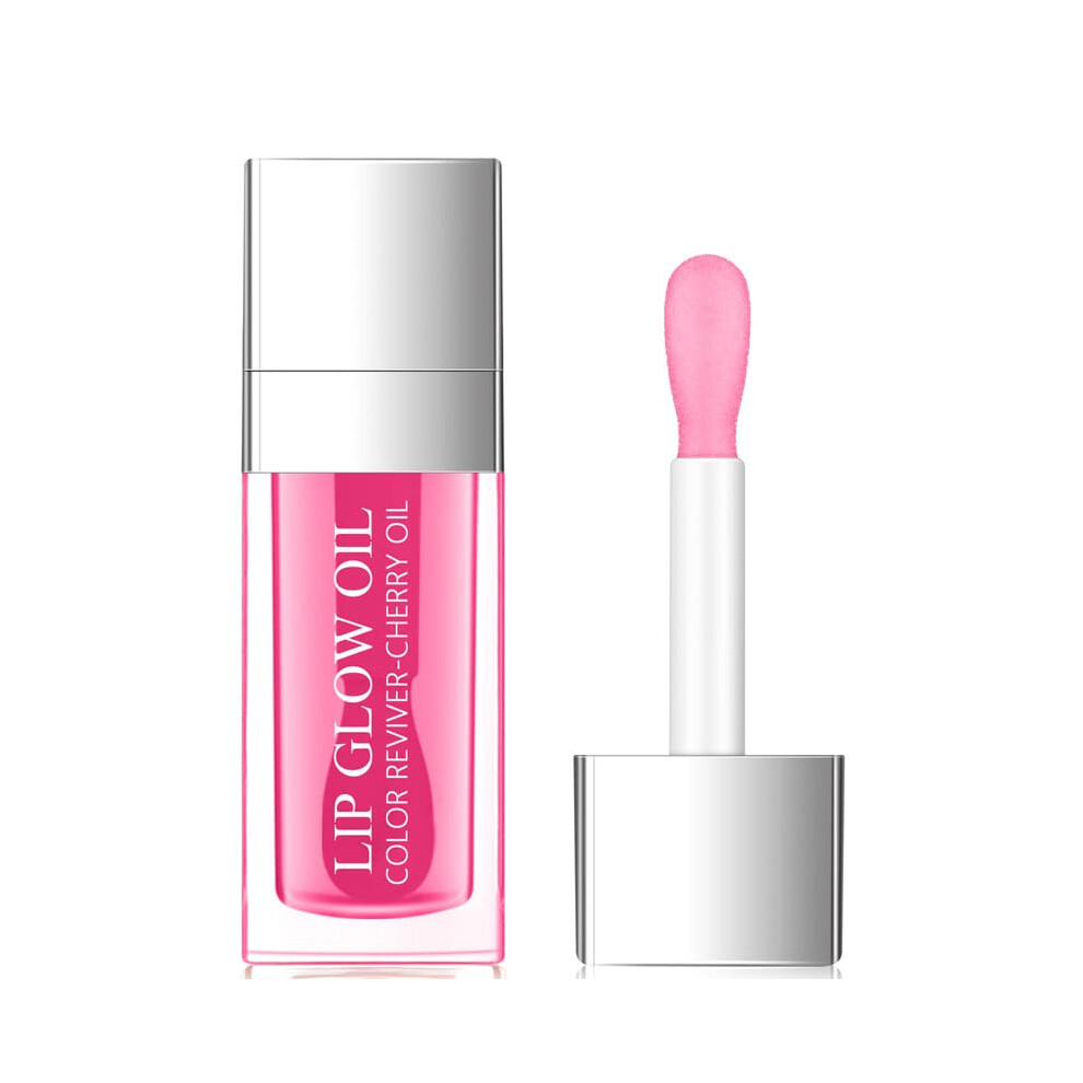 Hydrating Plumping Lip Oil Gloss for Dry Lips, NonSticky Longlasting Color, Raspberry Shade